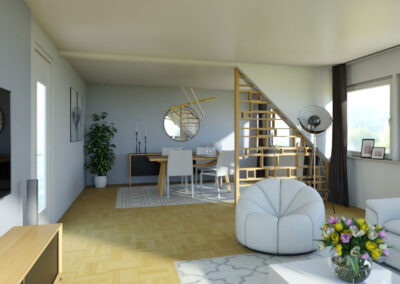 3D Visualisierung eines Wohnzimmers